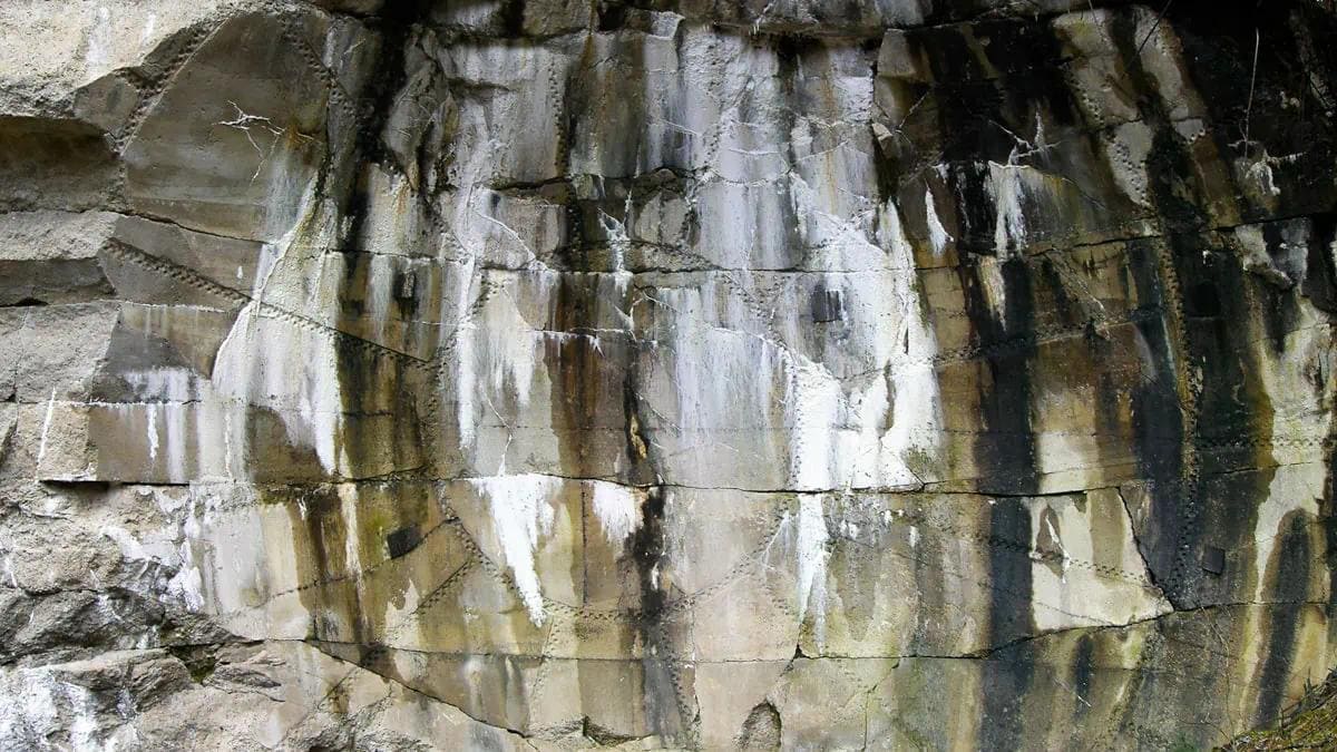 Abdrücke im Beton von Öltanks