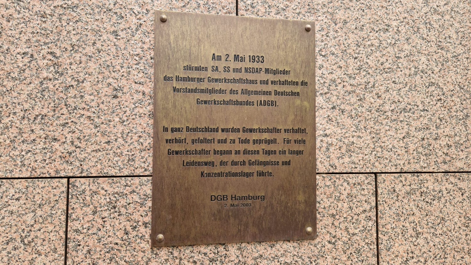 Gedenktafel DGB Haus