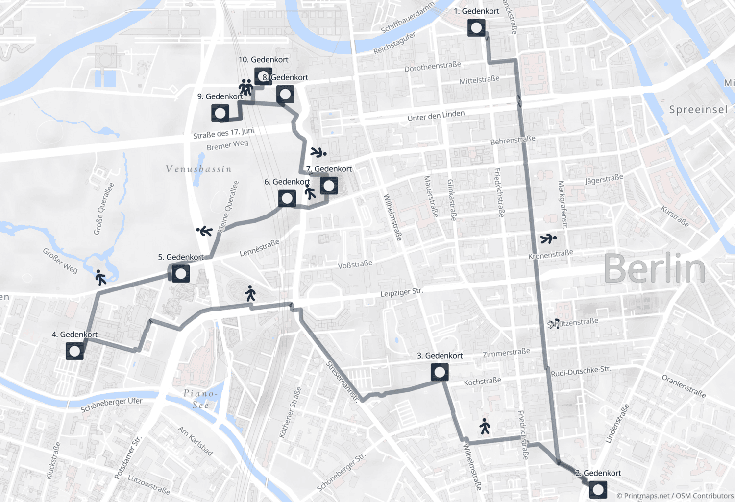 Route Gedenkstättenspaziergang Berlin Tiergarten