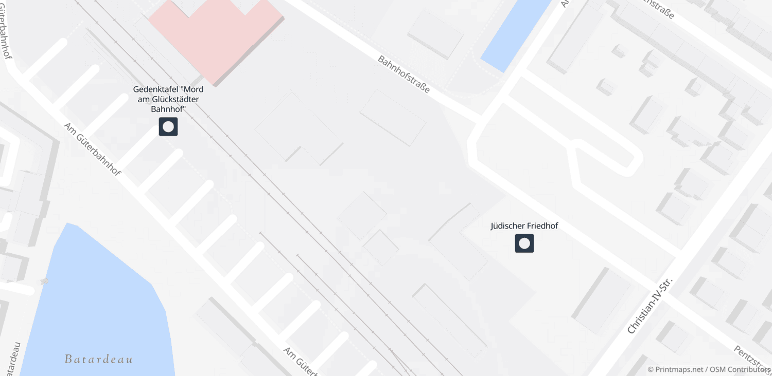 Karte Gedenkstätten rund um den Bahnhof Glückstadt