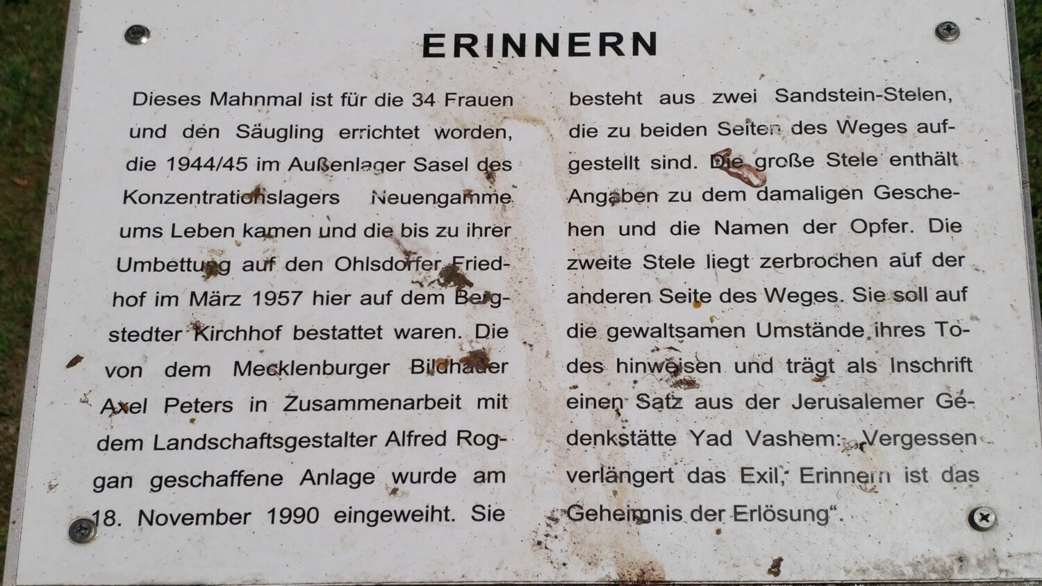 Erinnerung KZ-Außenlager Sasel