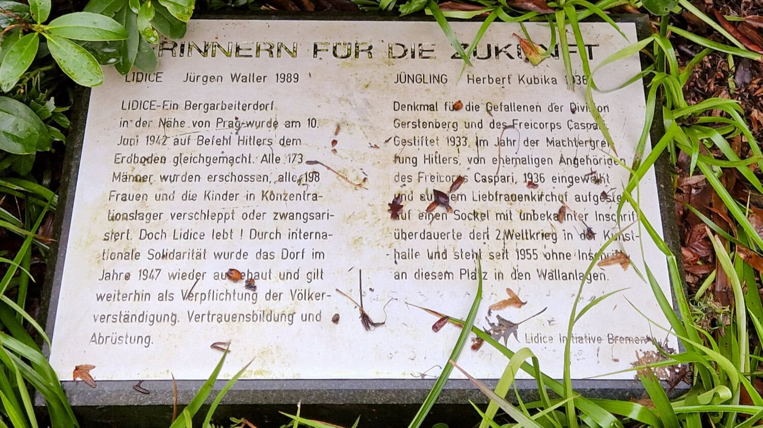 Gedenktafel Erinnern für die Zukunft