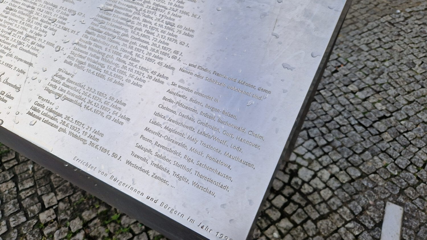 Inschrift Orte der Ermordung