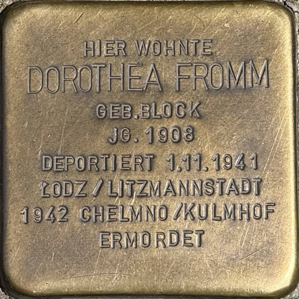Stolperstein Dorothea Fromm