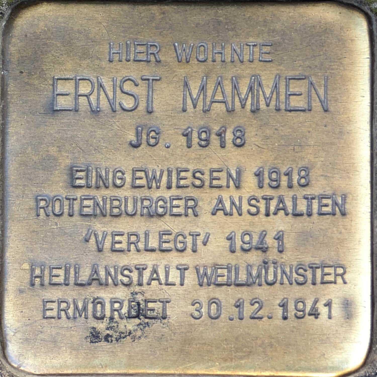 Stolperstein Ernst Mammen