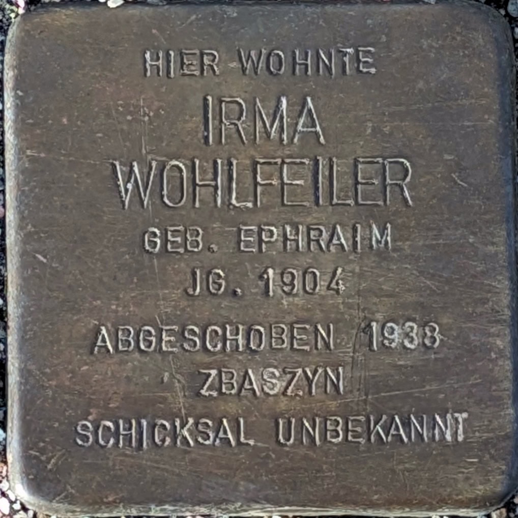 Stolperstein Irma Wohlfeiler