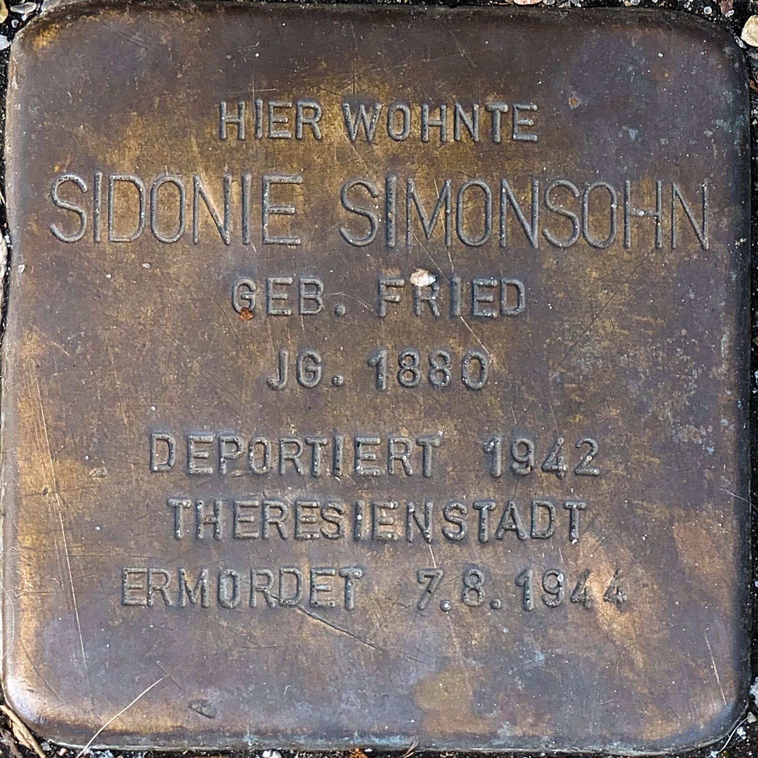 Stolperstein Sidonie Simonsohn
