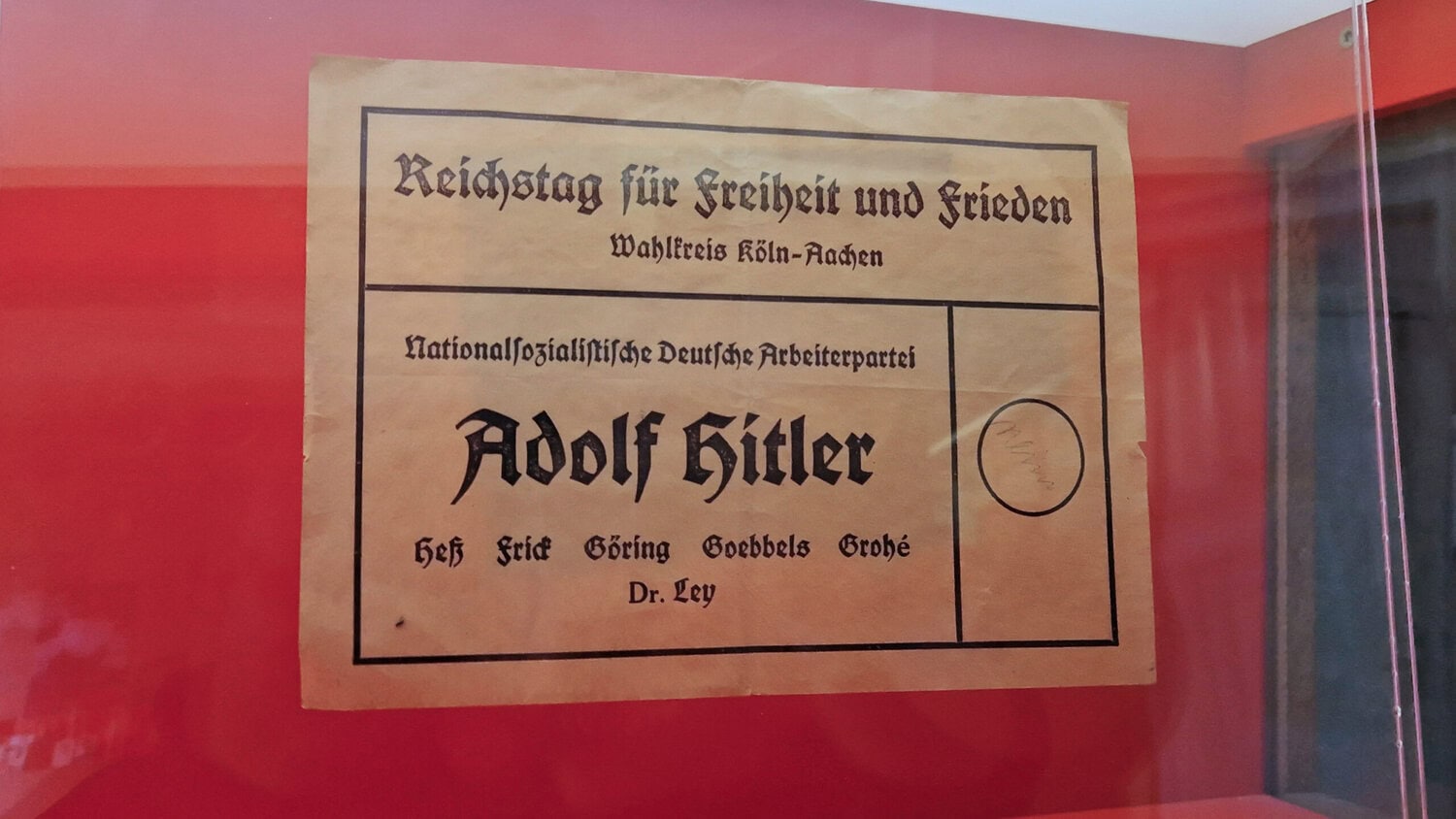 Wahlzettel NSDAP ohne Wahlalternativen