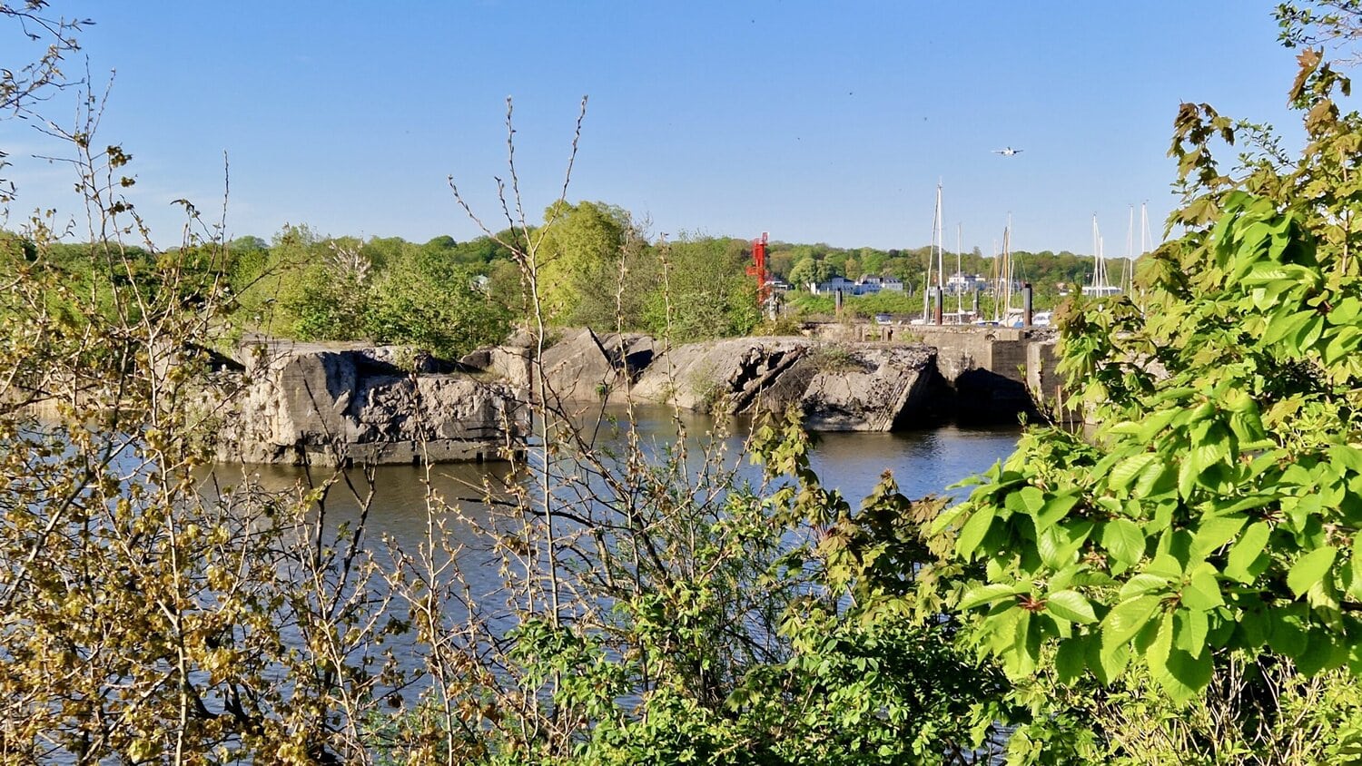 U-Boot Bunker hinter Bäumen